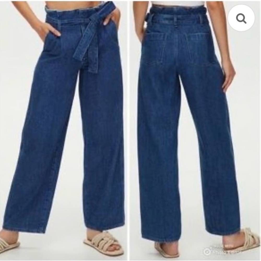 Aritzia Wilfred Free Paperbag Organic Cotton Belted Wide Leg High Rise Jeans SZ4